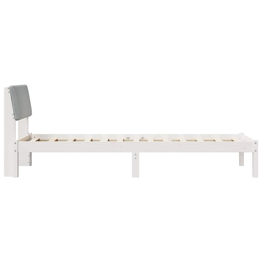 Bedframe Wit en lichtgrijs 75 x 190 cm Massief grenenhout