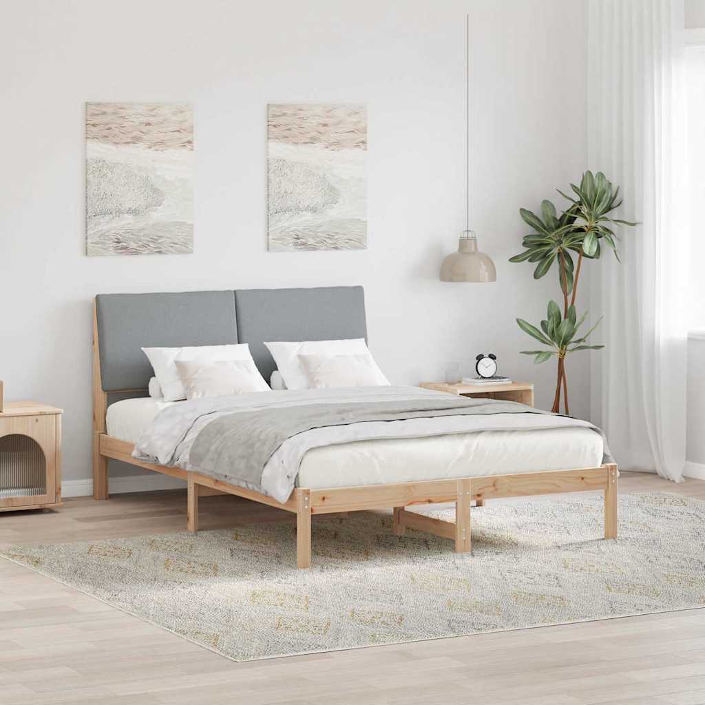 Bedframe Bruin en lichtgrijs 140 x 200 cm Massief grenenhout