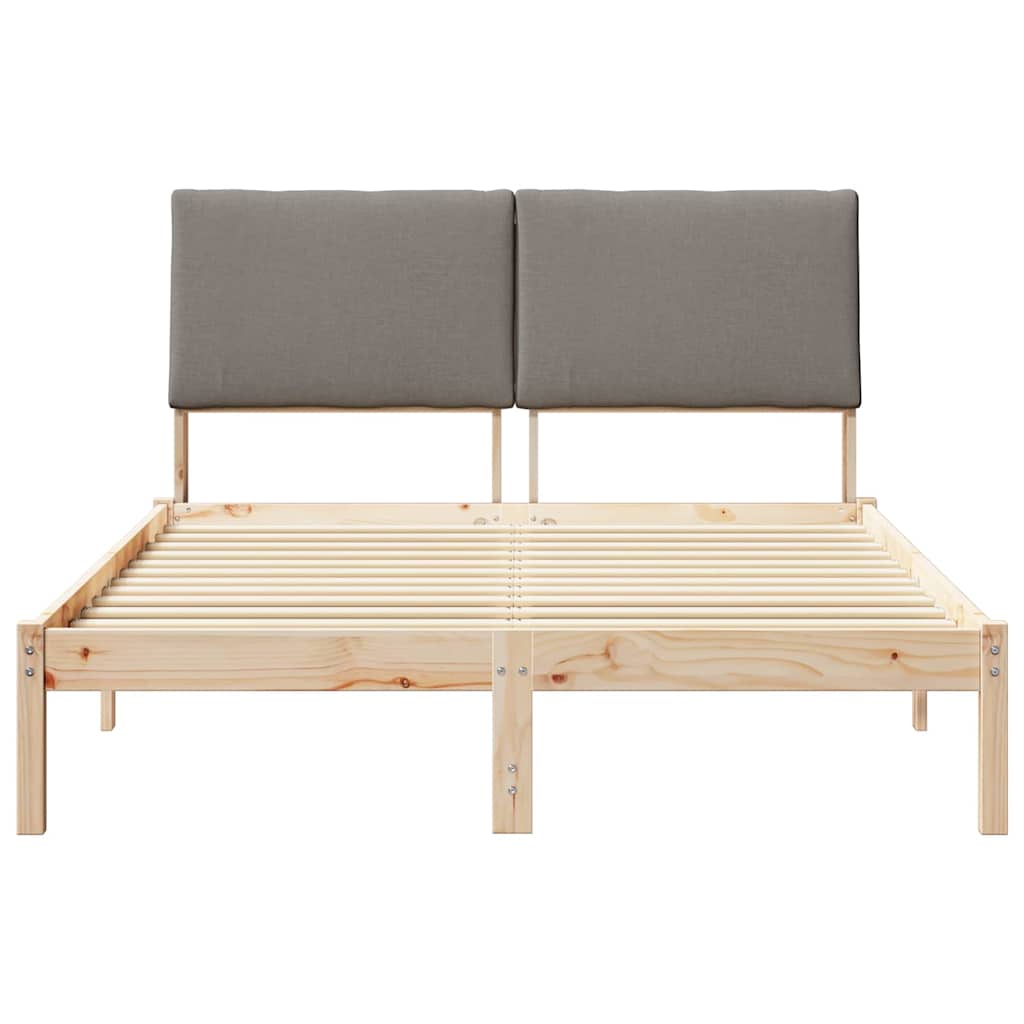Bedframe Bruin en taupe 140 x 200 cm Massief grenenhout