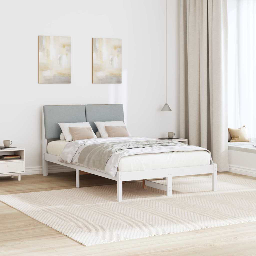 Bedframe Wit en lichtgrijs 120 x 200 cm Massief grenenhout