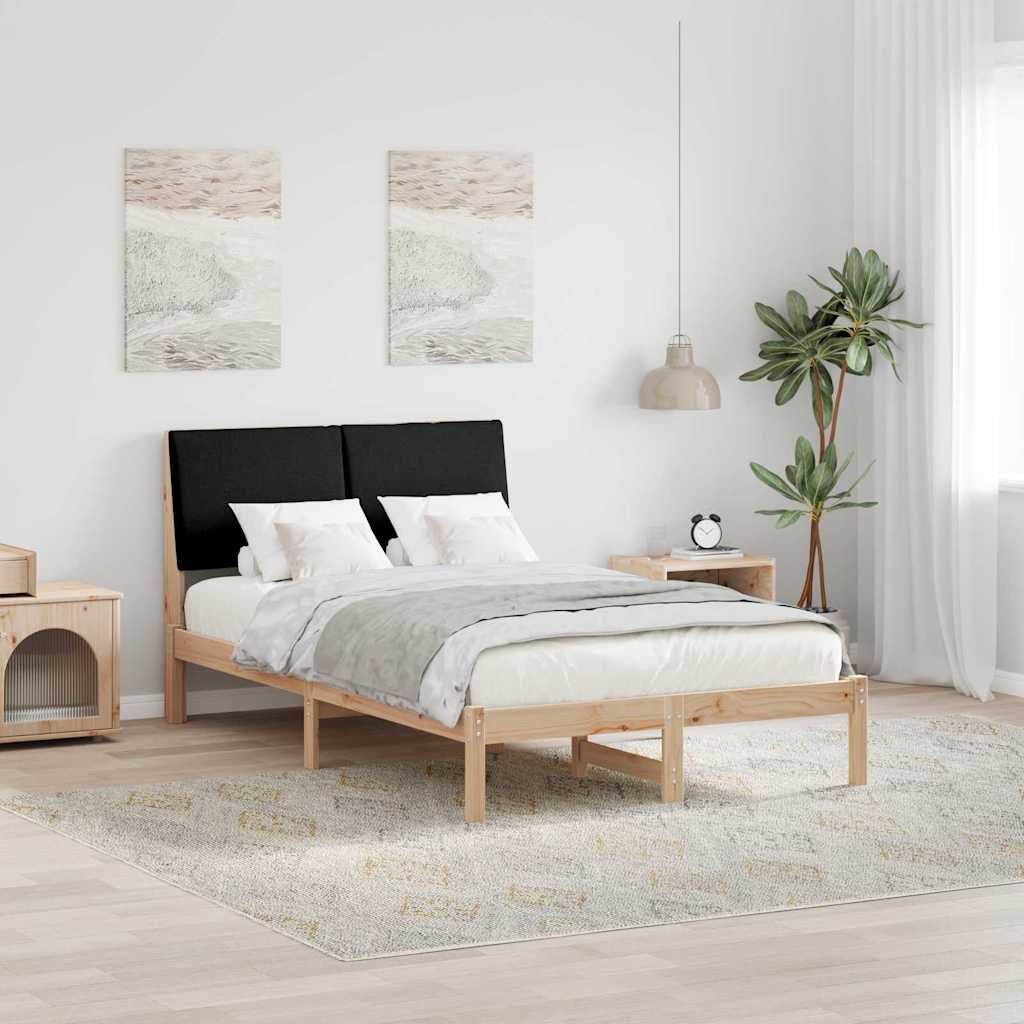 Bedframe Bruin en zwart 135 x 190 cm Massief grenenhout