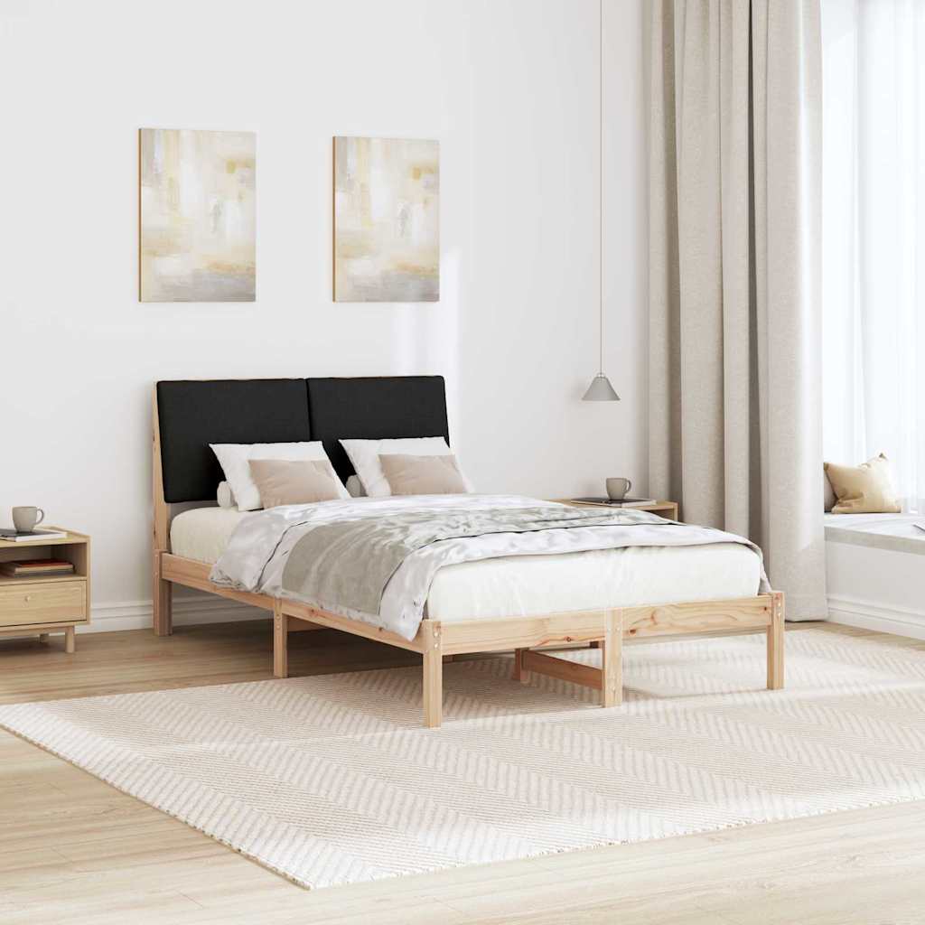 Bedframe Bruin en zwart 135 x 190 cm Massief grenenhout