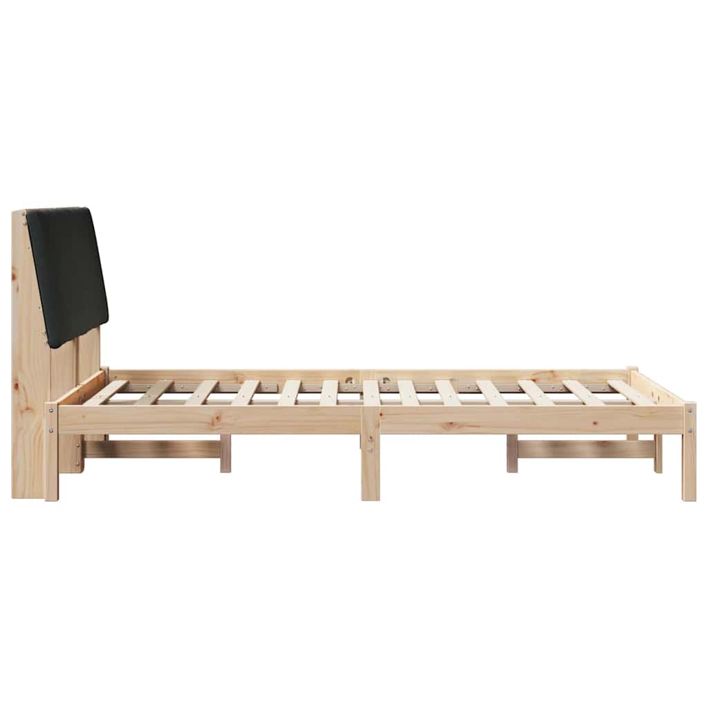 Bedframe Bruin en zwart 135 x 190 cm Massief grenenhout
