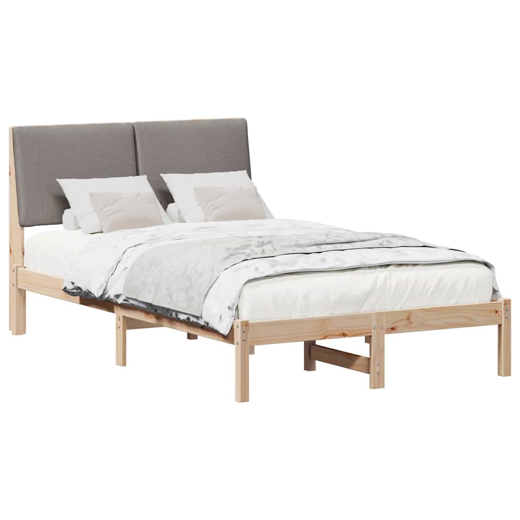 Bedframe Bruin en taupe 135 x 190 cm Massief grenenhout