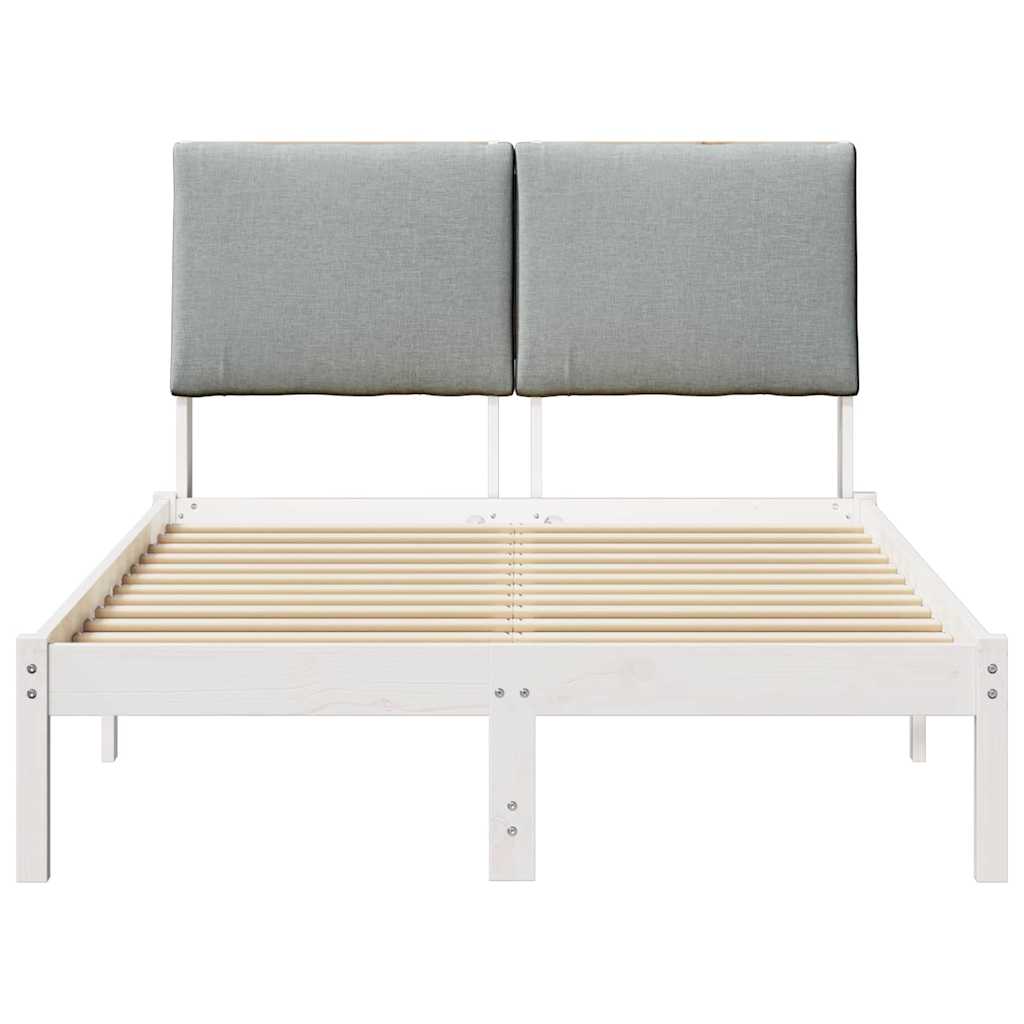 Bedframe Wit en lichtgrijs 135 x 190 cm Massief grenenhout