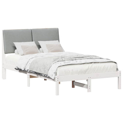 Bedframe Wit en lichtgrijs 135 x 190 cm Massief grenenhout