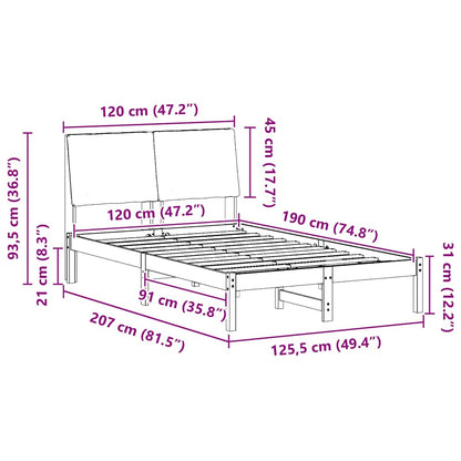 Bedframe Bruin en zwart 120 x 190 cm Massief grenenhout