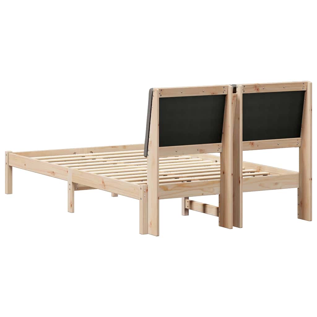 Bedframe Bruin en taupe 120 x 190 cm Massief grenenhout