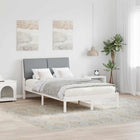Bed Frame White and Light Grey 120 x 190 cm Solid Pine