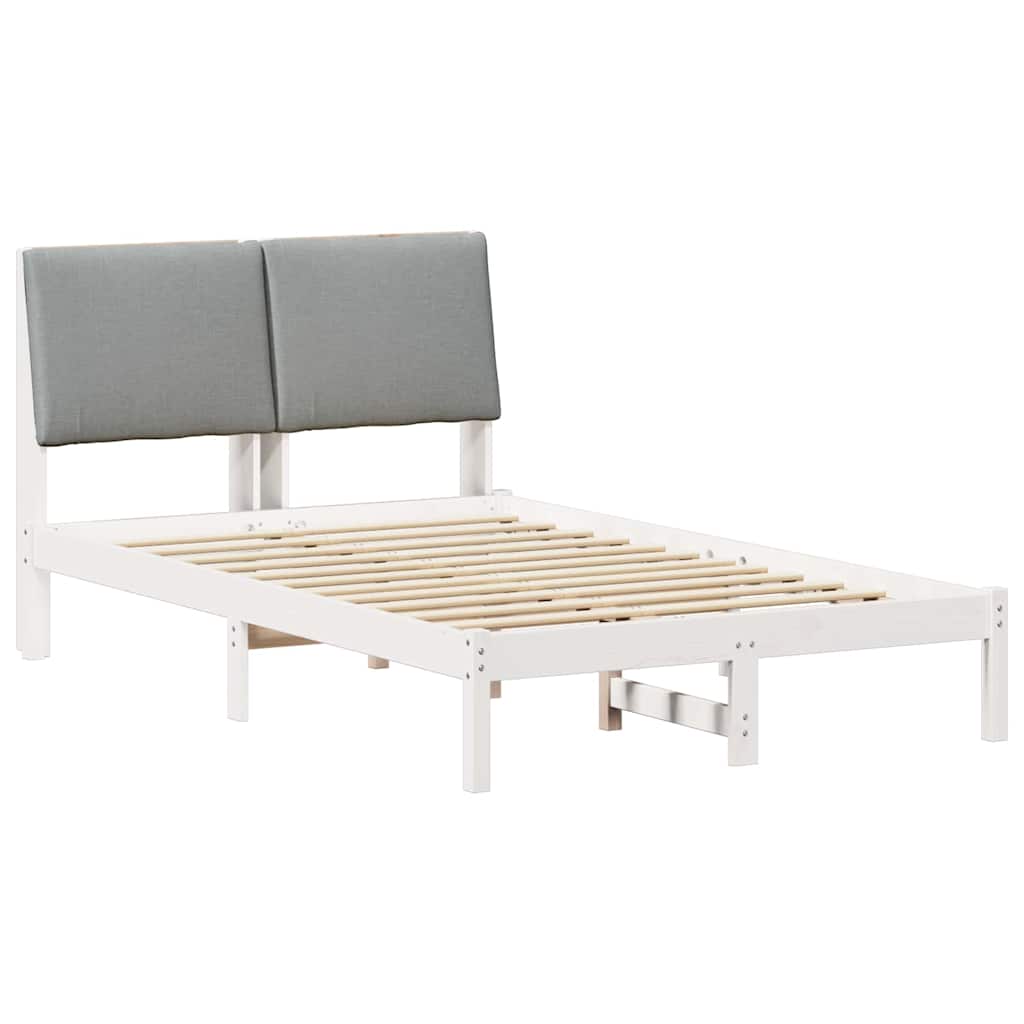 Bedframe Wit en lichtgrijs 120 x 190 cm Massief grenenhout