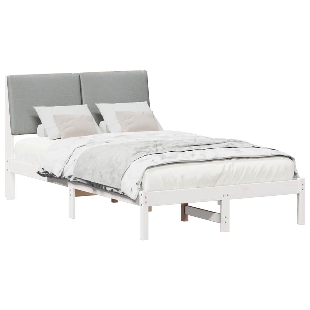 Bedframe Wit en lichtgrijs 120 x 190 cm Massief grenenhout