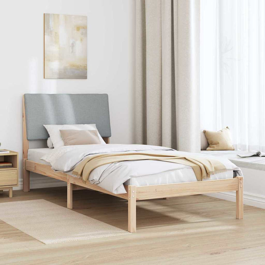Bedframe Bruin en lichtgrijs 100 x 200 cm Massief grenenhout