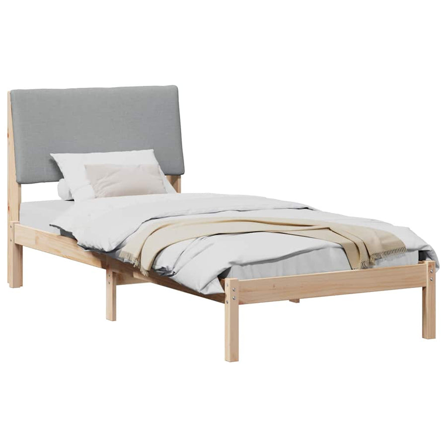 Bedframe Bruin en lichtgrijs 100 x 200 cm Massief grenenhout