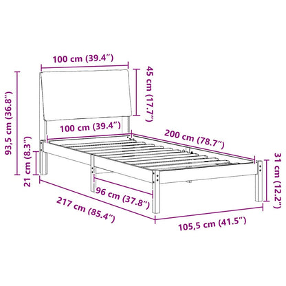 Bedframe Bruin en lichtgrijs 100 x 200 cm Massief grenenhout
