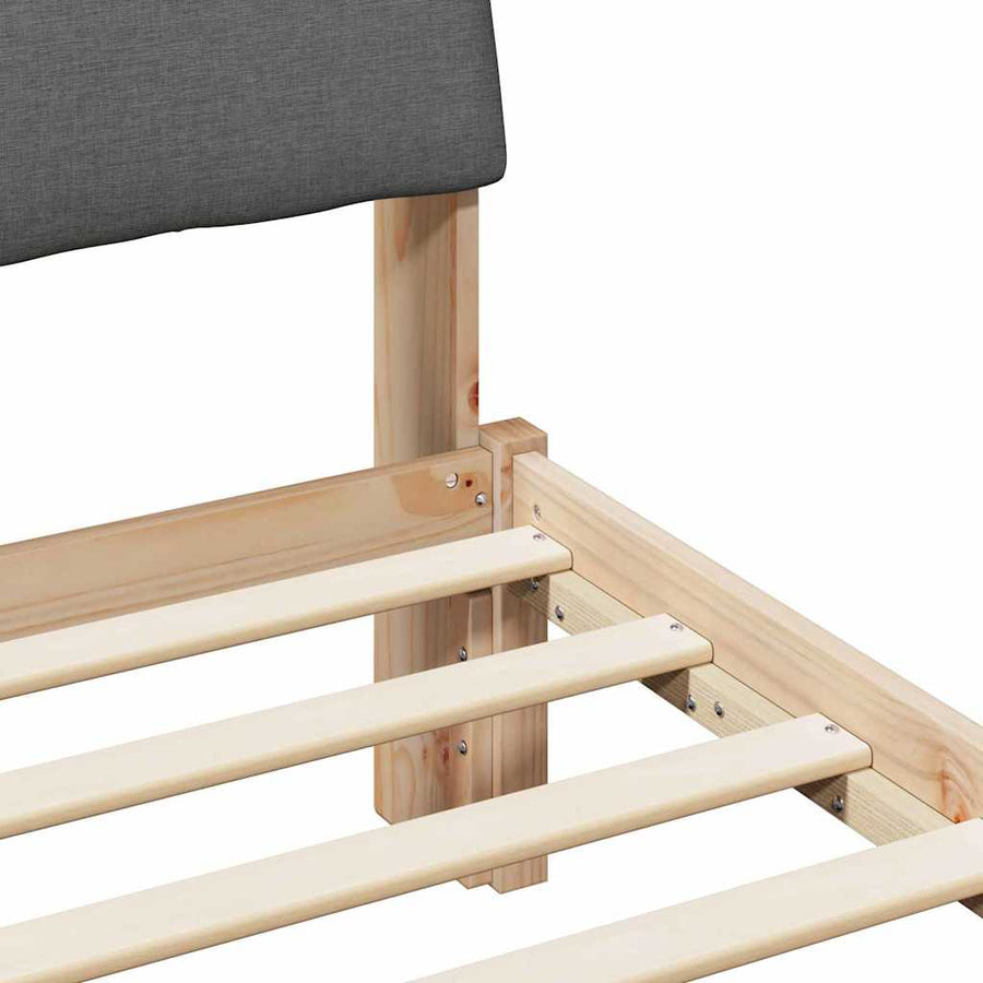 Bedframe Bruin en donkergrijs 100 x 200 cm Massief grenenhout