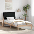 Bed Frame Brown and Black 100 x 200 cm Solid Pine Wood