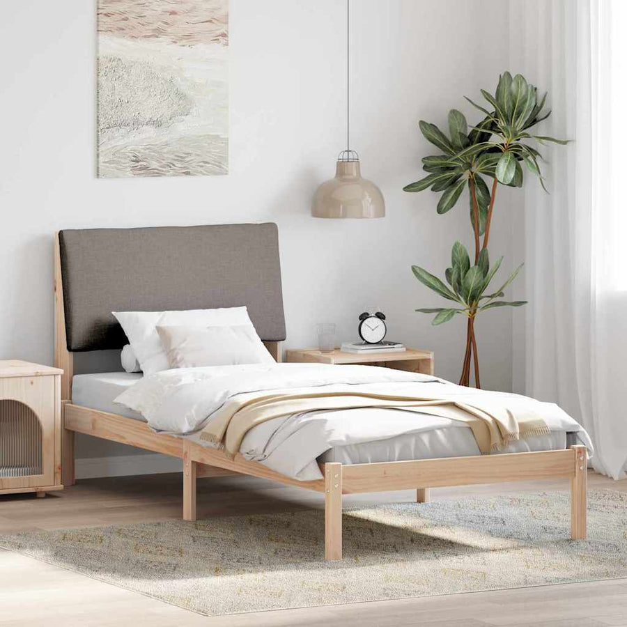 Bedframe Bruin en taupe 100 x 200 cm Massief grenenhout