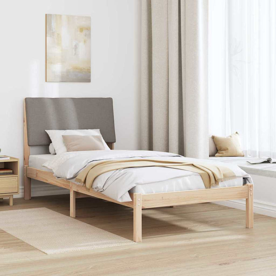 Bedframe Bruin en taupe 100 x 200 cm Massief grenenhout