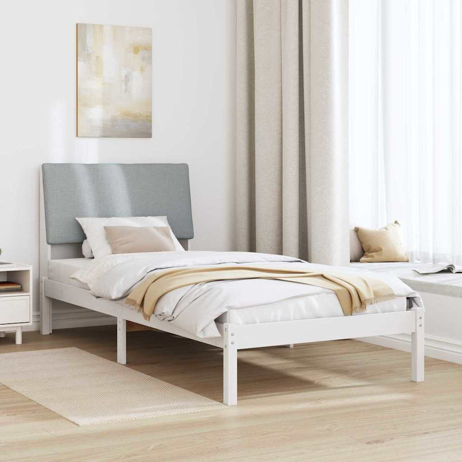 Bedframe Wit en lichtgrijs 100 x 200 cm Massief grenenhout