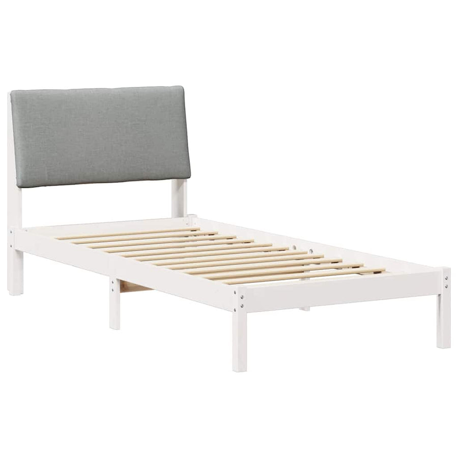 Bedframe Wit en lichtgrijs 100 x 200 cm Massief grenenhout