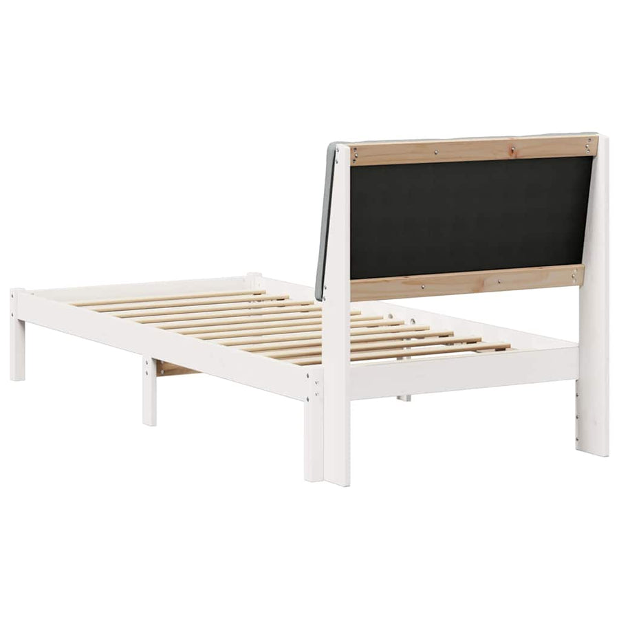 Bedframe Wit en lichtgrijs 100 x 200 cm Massief grenenhout
