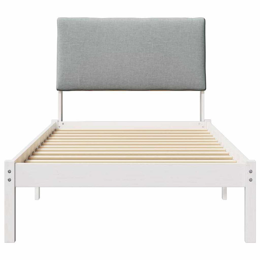 Bedframe Wit en lichtgrijs 100 x 200 cm Massief grenenhout