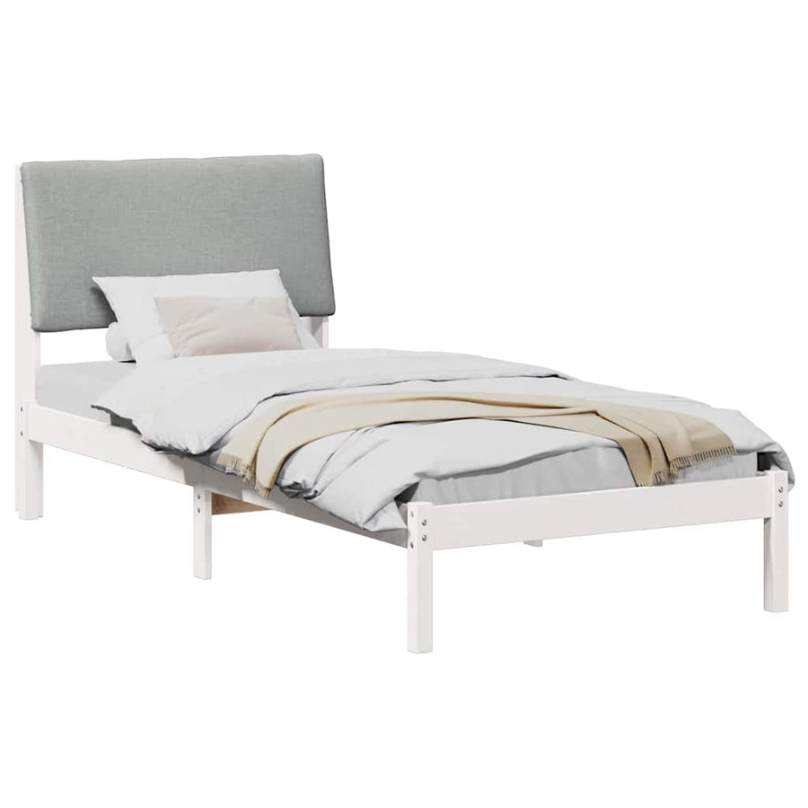 Bedframe Wit en lichtgrijs 100 x 200 cm Massief grenenhout