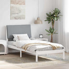 Bed Frame White and Light Grey 90 x 200 cm Solid Pine Wood