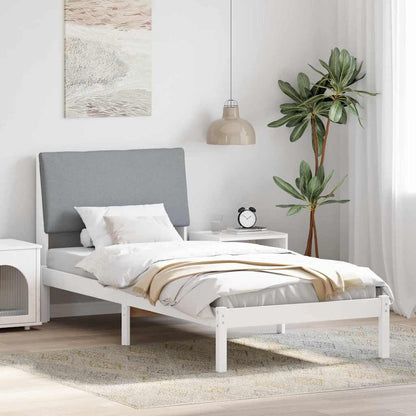 Bedframe Wit en lichtgrijs 90 x 200 cm Massief grenenhout