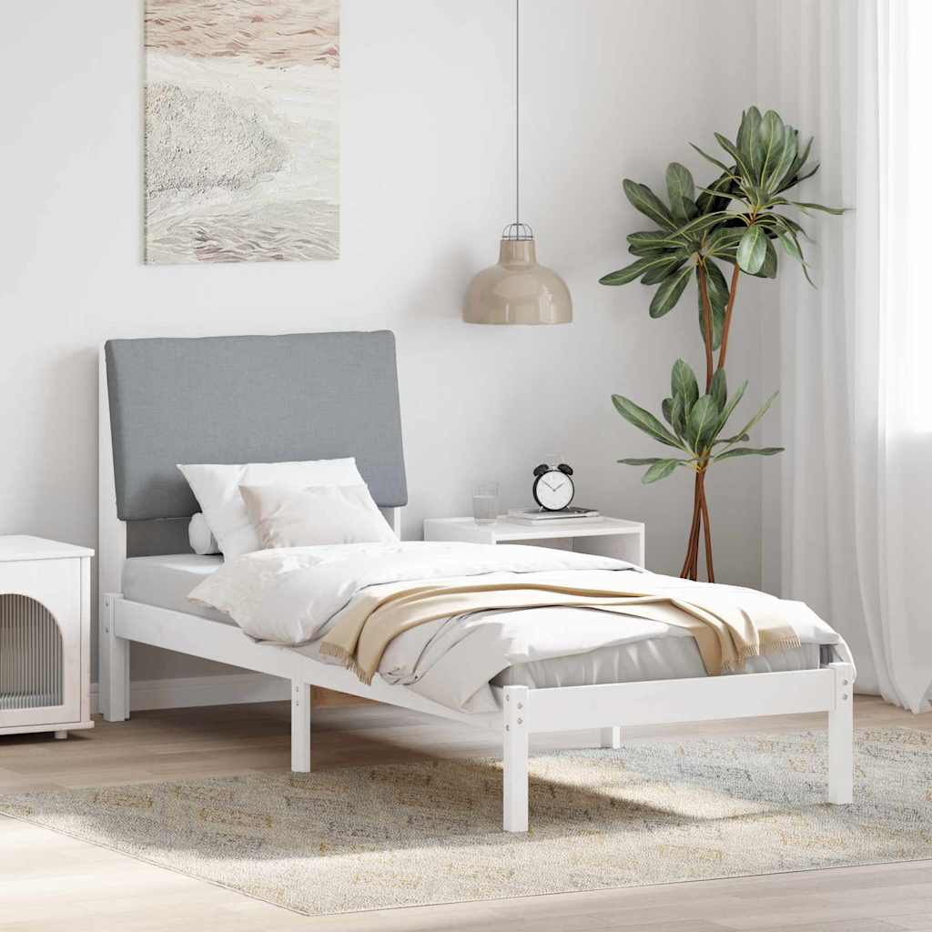 Bedframe Wit en lichtgrijs 80 x 200 cm Massief grenenhout