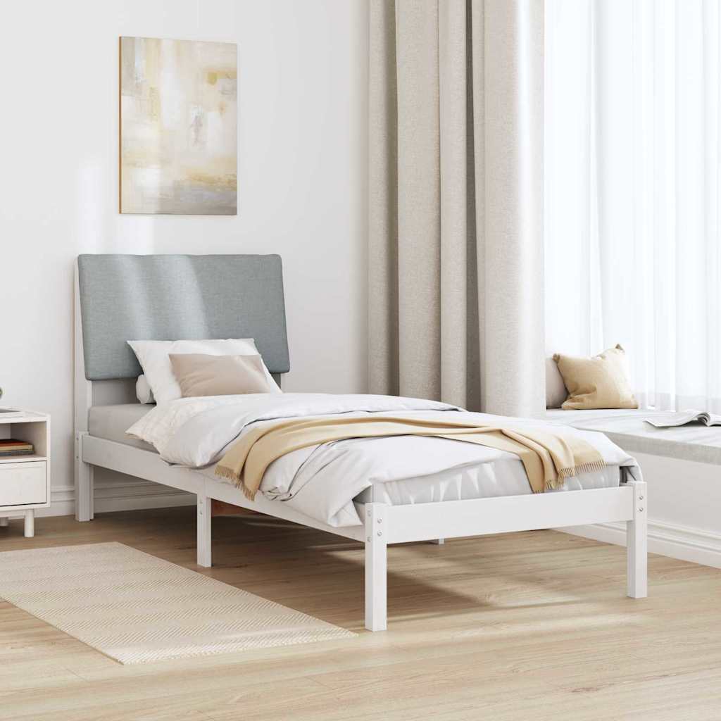 Bedframe Wit en lichtgrijs 80 x 200 cm Massief grenenhout