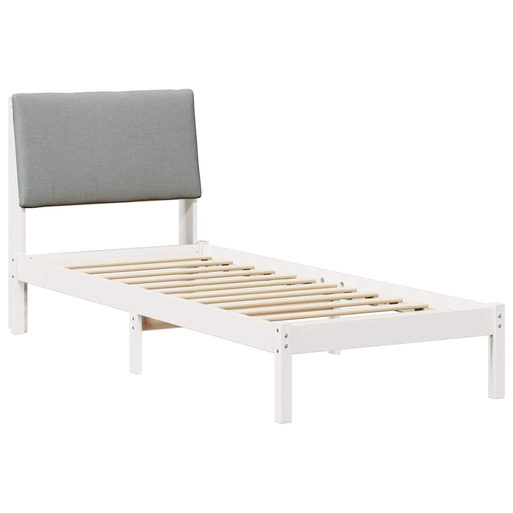 Bedframe Wit en lichtgrijs 80 x 200 cm Massief grenenhout
