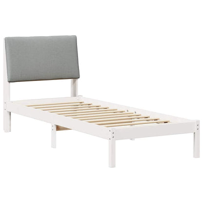 Bedframe Wit en lichtgrijs 80 x 200 cm Massief grenenhout