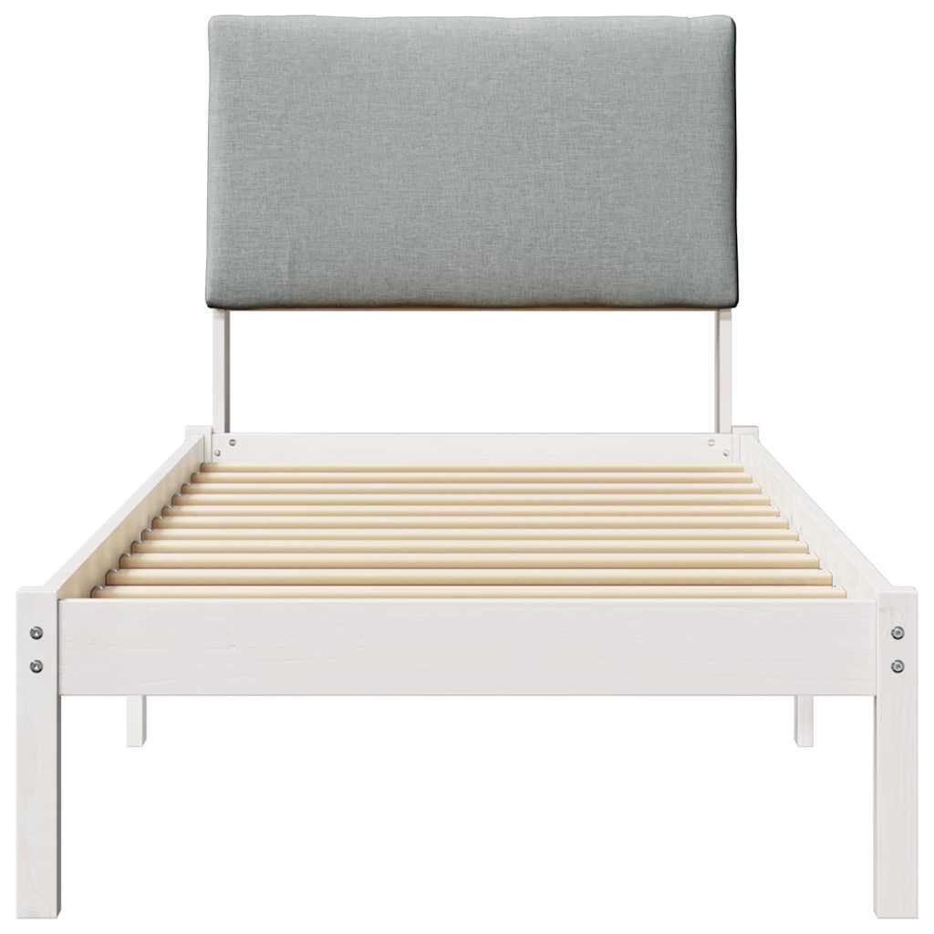 Bedframe Wit en lichtgrijs 80 x 200 cm Massief grenenhout