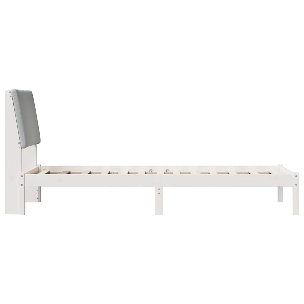 Bedframe Wit en lichtgrijs 80 x 200 cm Massief grenenhout