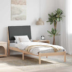 Bed frame Brown and dark gray 75 x 190 cm Solid pine wood