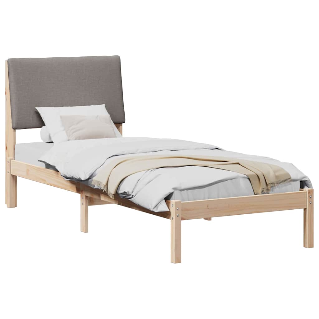 Bedframe Bruin en taupe 75 x 190 cm Massief grenenhout