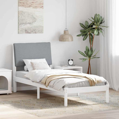 Bedframe Wit en lichtgrijs 75 x 190 cm Massief grenenhout