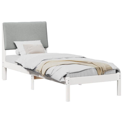 Bedframe Wit en lichtgrijs 75 x 190 cm Massief grenenhout