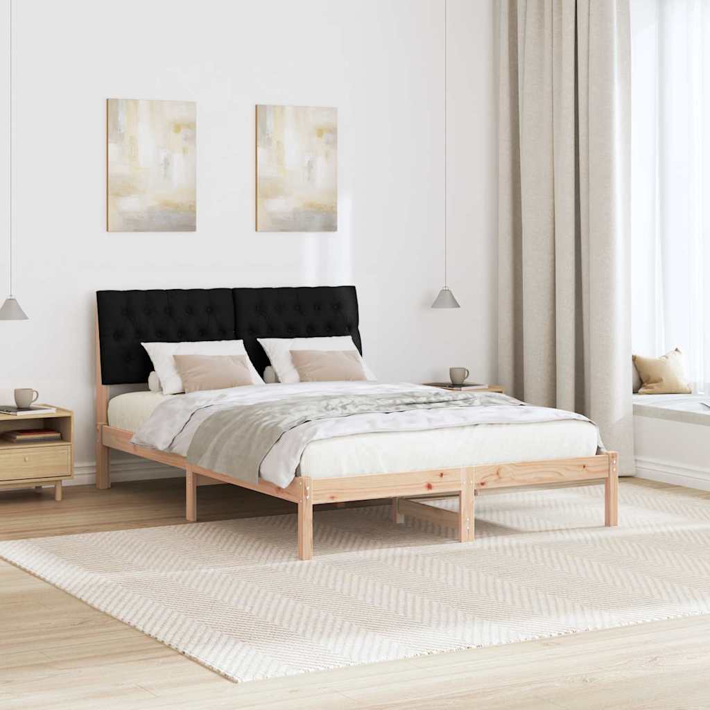 Bedframe met hoofdeinde Zwart 140 x 200 cm Massief grenenhout