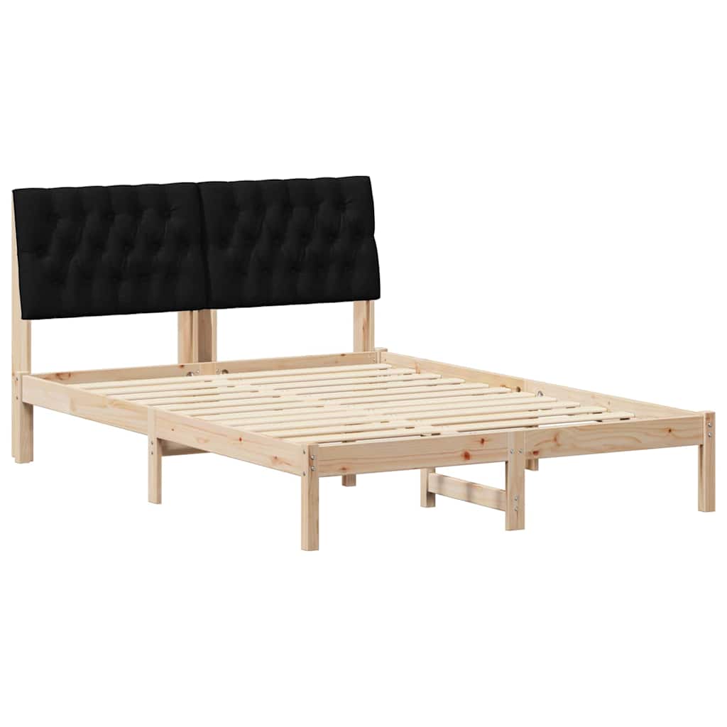 Bedframe met hoofdeinde Zwart 140 x 200 cm Massief grenenhout