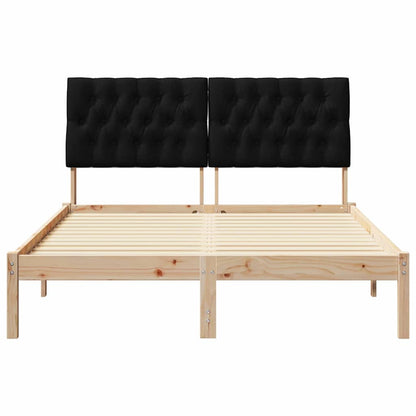 Bedframe met hoofdeinde Zwart 140 x 200 cm Massief grenenhout