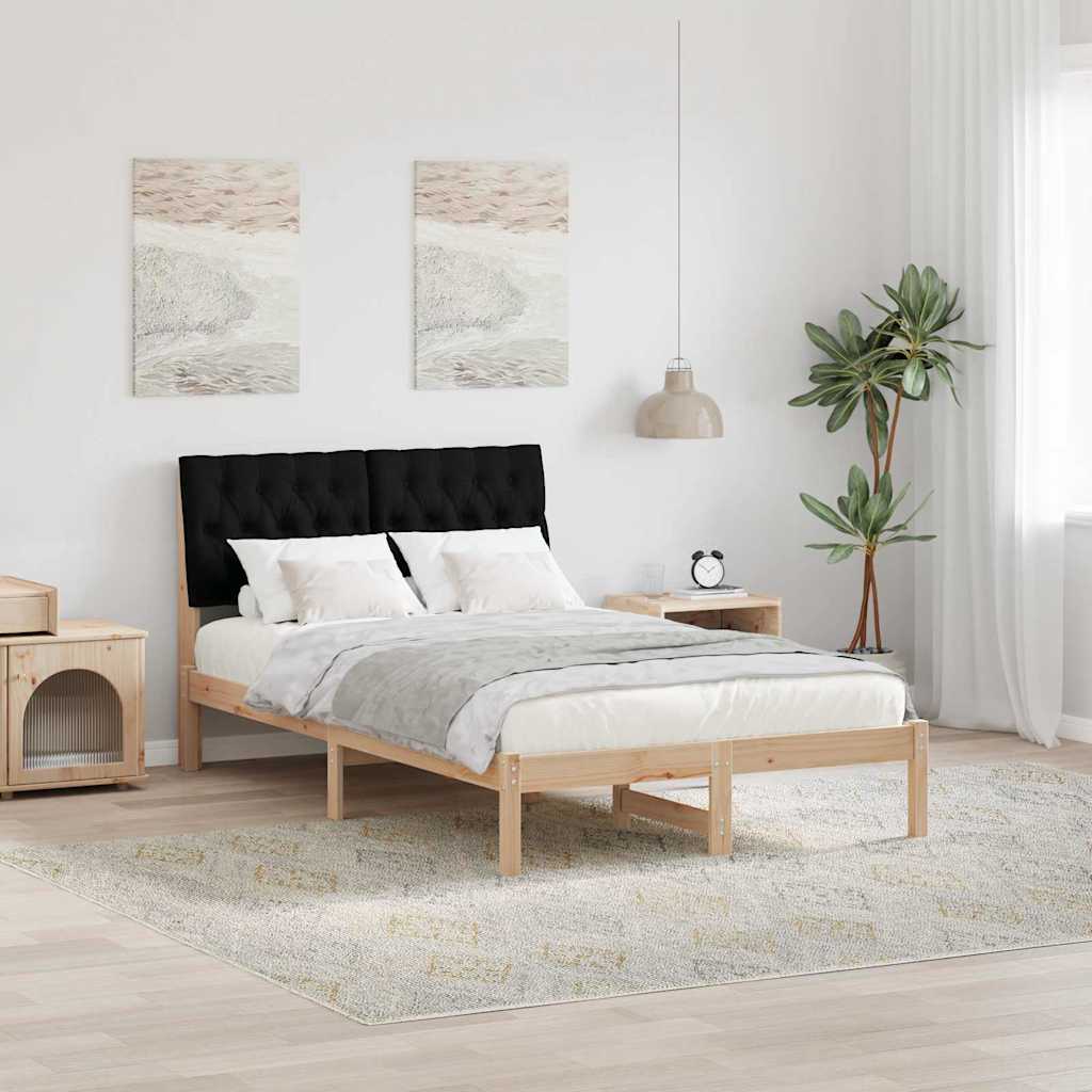Bedframe met hoofdeinde Zwart 120 x 200 cm Massief grenenhout