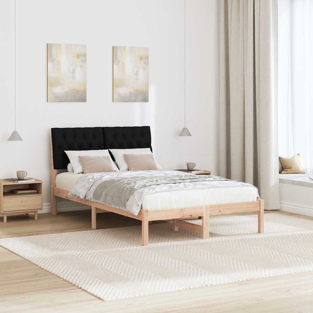 Bedframe met hoofdeinde Zwart 120 x 200 cm Massief grenenhout
