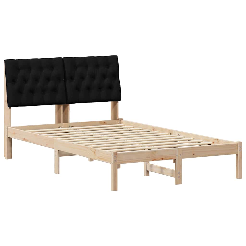 Bedframe met hoofdeinde Zwart 120 x 200 cm Massief grenenhout