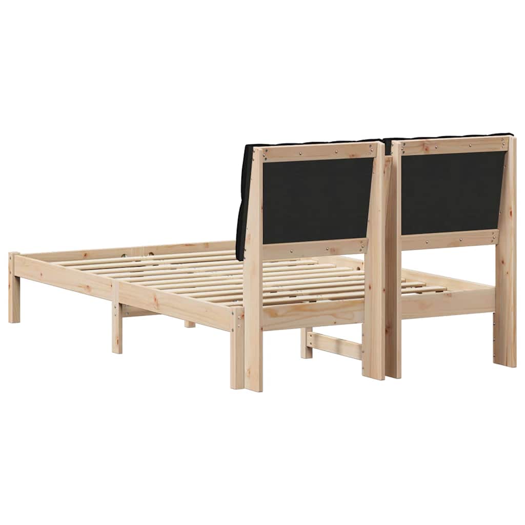 Bedframe met hoofdeinde Zwart 120 x 200 cm Massief grenenhout
