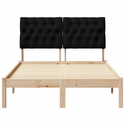 Bedframe met hoofdeinde Zwart 120 x 200 cm Massief grenenhout