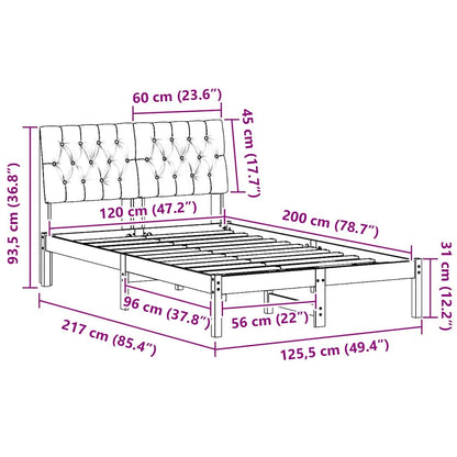 Bedframe met hoofdeinde Zwart 120 x 200 cm Massief grenenhout