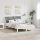 Bedframe massief grenenhout lichtgrijs 140x190 cm