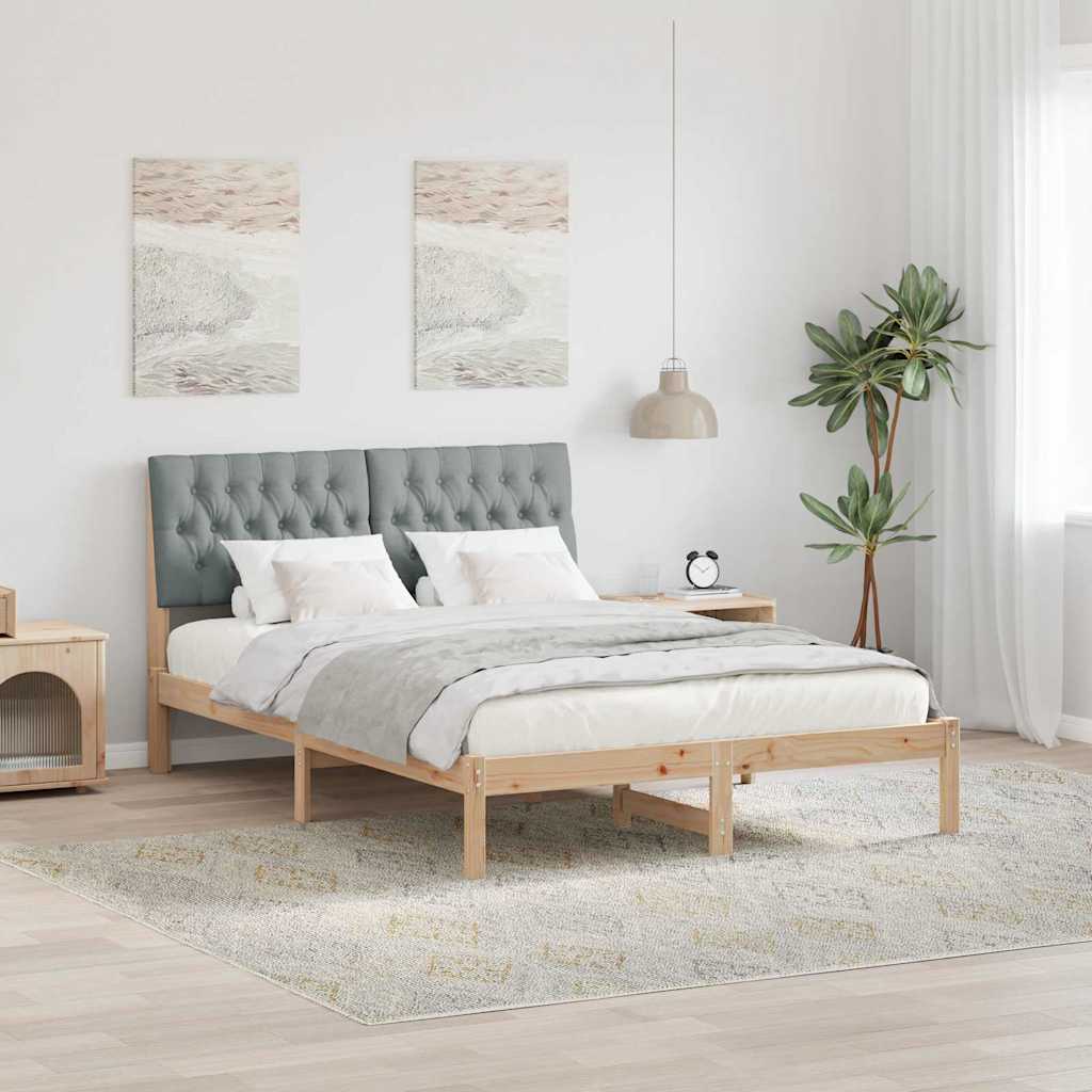 Bedframe met Gevoerd Hoofdgedeelte Bruin 135 x 190 cm